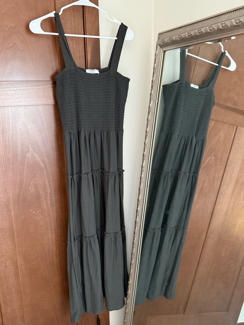 Smocked Square-Neck Maxi Dress